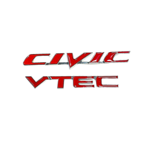 Honda Civic Uyumlu CIVIC-VTEC Bagaj Logosu 2’li Paket (Kırmızı)