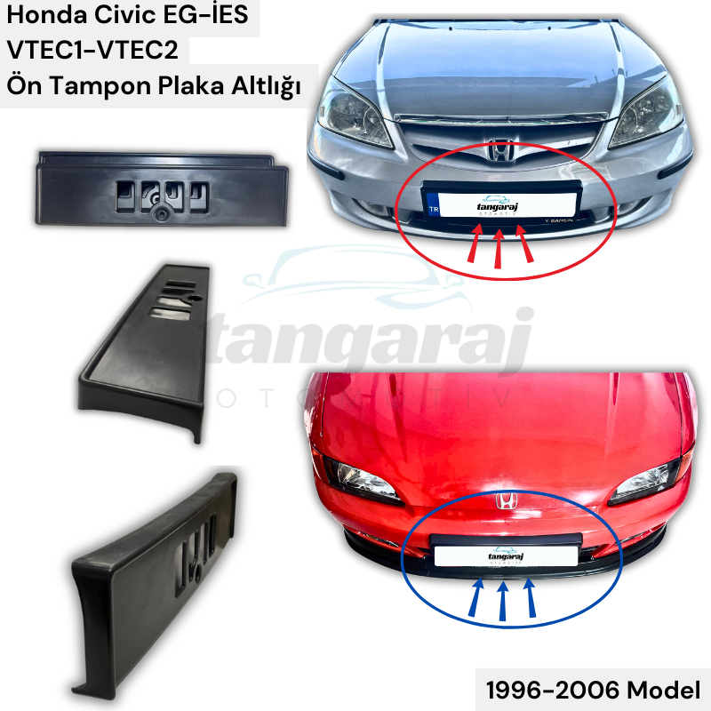 Honda Civic EG-İES-VTEC1-VTEC2 Makyajlı Kasa Uyumlu Ön Tampon Plaka Altlığı (2006-2009 Model Arası) - Görsel 3