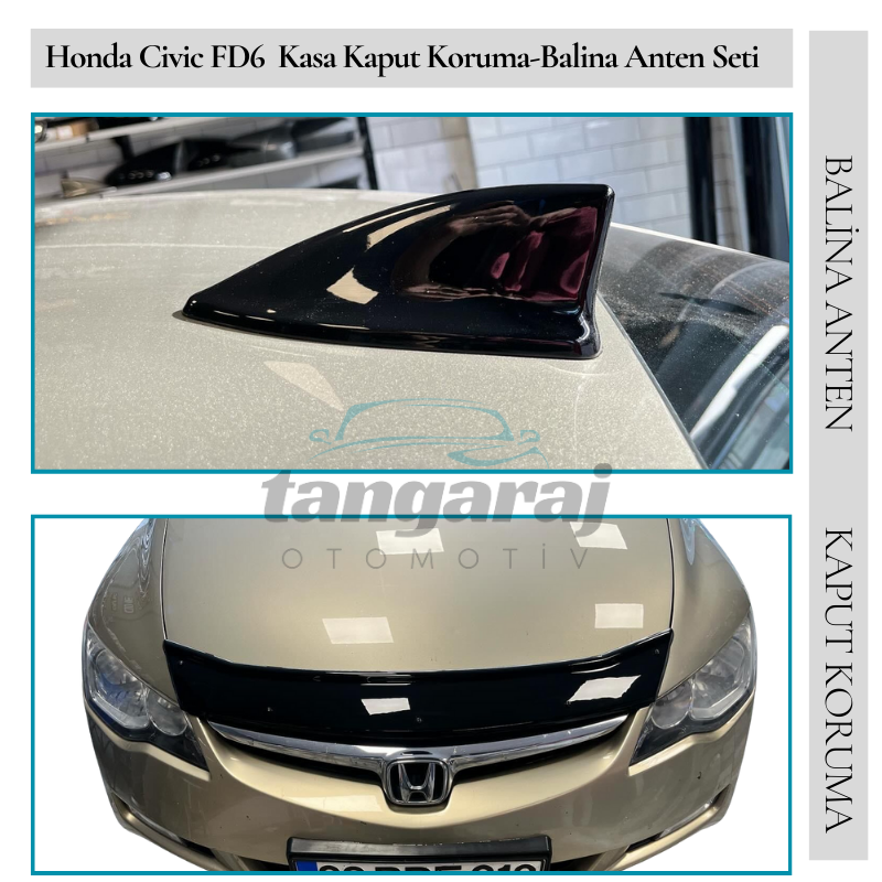Honda Civic FD6 Kasa Piano Black Kaput Koruma Eki-Balina Anten Seti (2006-2012 Model Arası) - Görsel 3