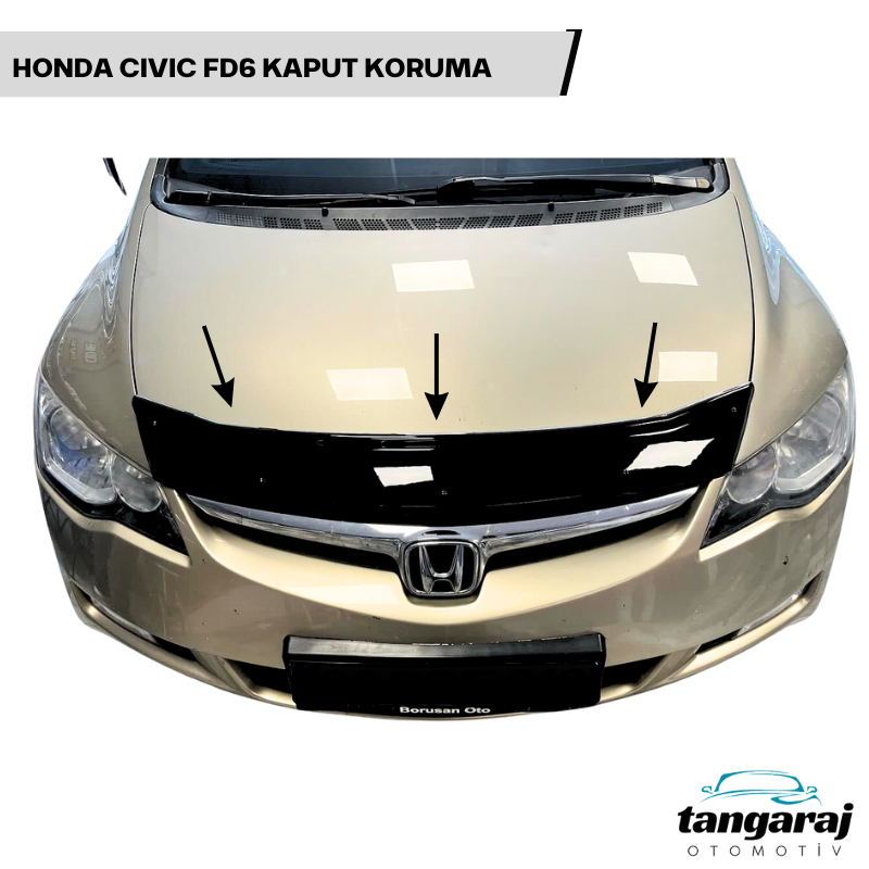 Honda Civic FD6 Kasa Piano Black 4MM Kaput Koruma Eki-Kaput Rüzgarlığı (2006-2012 Model Arası) - Görsel 2